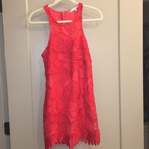 Red lace Lovers + Friends Caspian shift dress